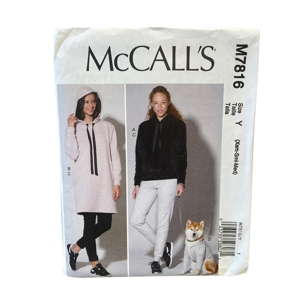 McCall's Sewing Pattern M7816 Misses XS-M Loungewear Hoodie Dress Pants Dog Coat